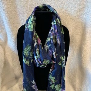 Purple Navy Floral Scarf / Shall